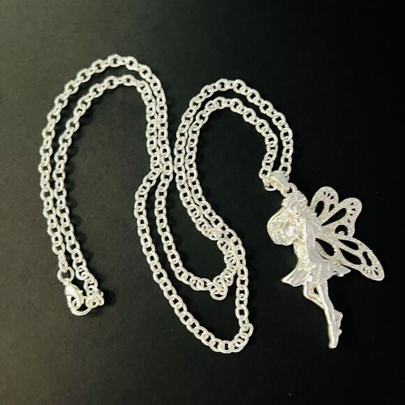 RARE Runway Agatha Paris Pixie Fairy Pendant France Bright Silver Necklace 1043 - Picture 4 of 11